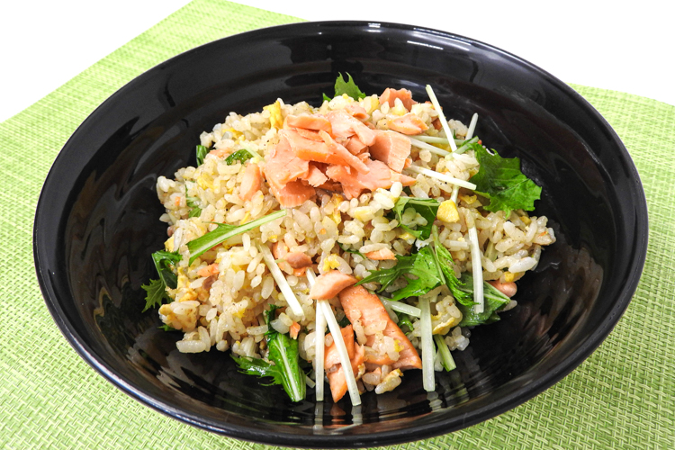 鮭と水菜のだし炒飯